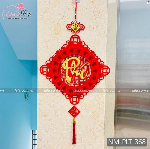 Liễn nhung đỏ vuông chữ Phúc vàng treo cửa 48x95cm trang trí tết 368