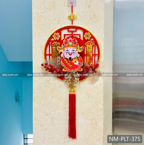 Liễn 40cm nhung đỏ thần tài lắc CMNM-AKTV treo cửa trang trí tết 375