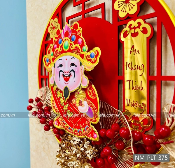 Liễn 40cm nhung đỏ thần tài lắc CMNM-AKTV treo cửa trang trí tết 375