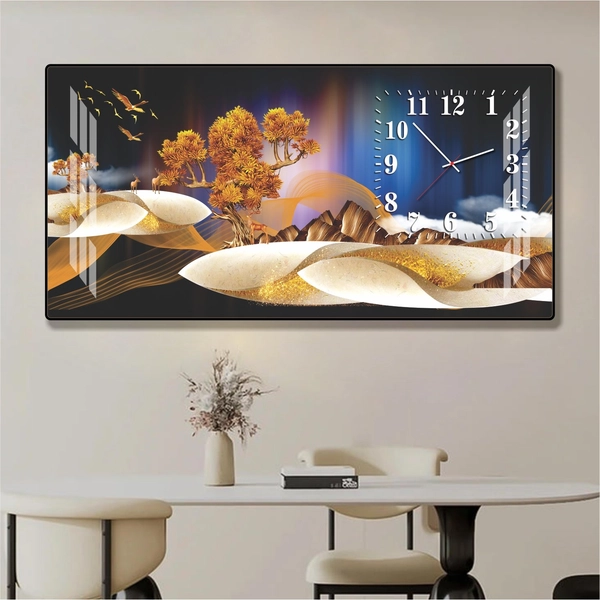 Tranh đồng hồ treo tường phòng khách phong thủy hưu tài lộc