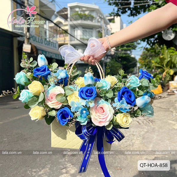 Giỏ hoa hồng sáp thơm quà tặng 20.11 mẫu 858