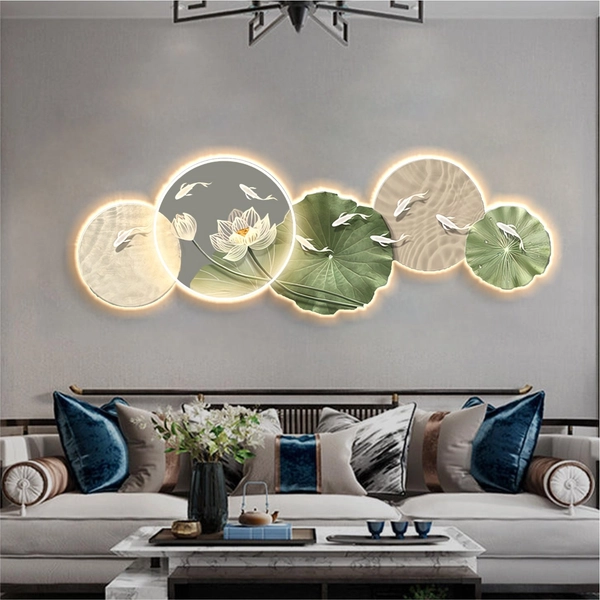 Tranh đèn tráng gương phòng khách hiện đại mẫu 255