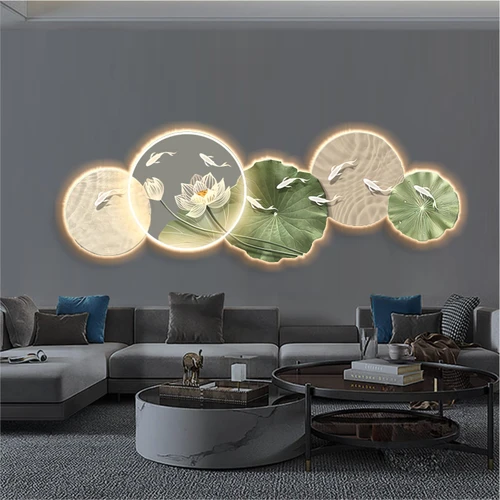 Tranh đèn tráng gương phòng khách hiện đại mẫu 255