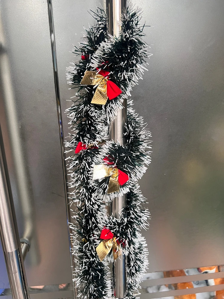 Dây Chồn Phủ Tuyết 2m Kèm Nơ Đỏ Vàng Trang Trí Noel