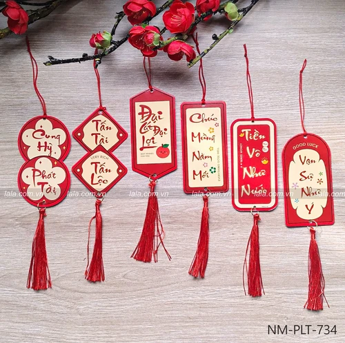 Combo 6 Lộc Treo Bảng Chữ Thư Pháp Trang Trí Tết