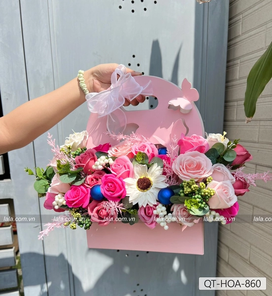 Lẵng hoa sáp thơm để bàn làm quà tặng sự kiện mẫu 860