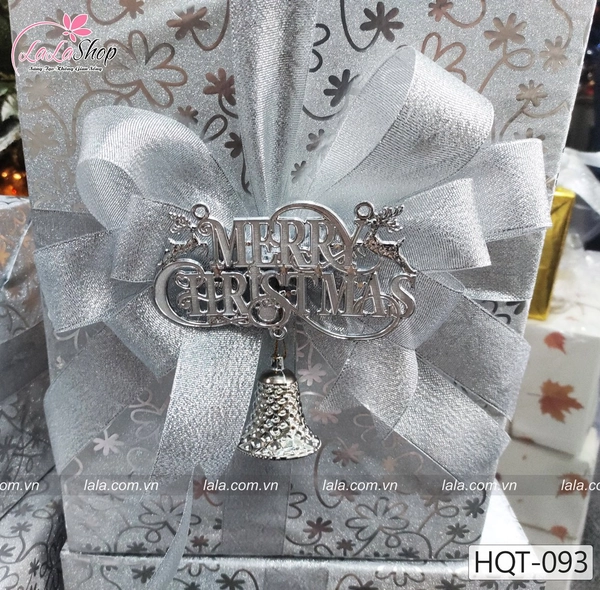 Set 5 Hộp Quà lớn Giáng Sinh Bạc Trang Trí Cây Thông Noel Làm Quà Tặng