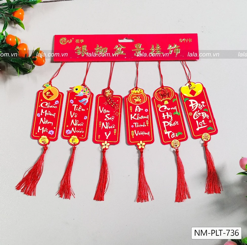 Combo 6 Lộc Treo Chữ Thư Pháp Trang Trí Tết