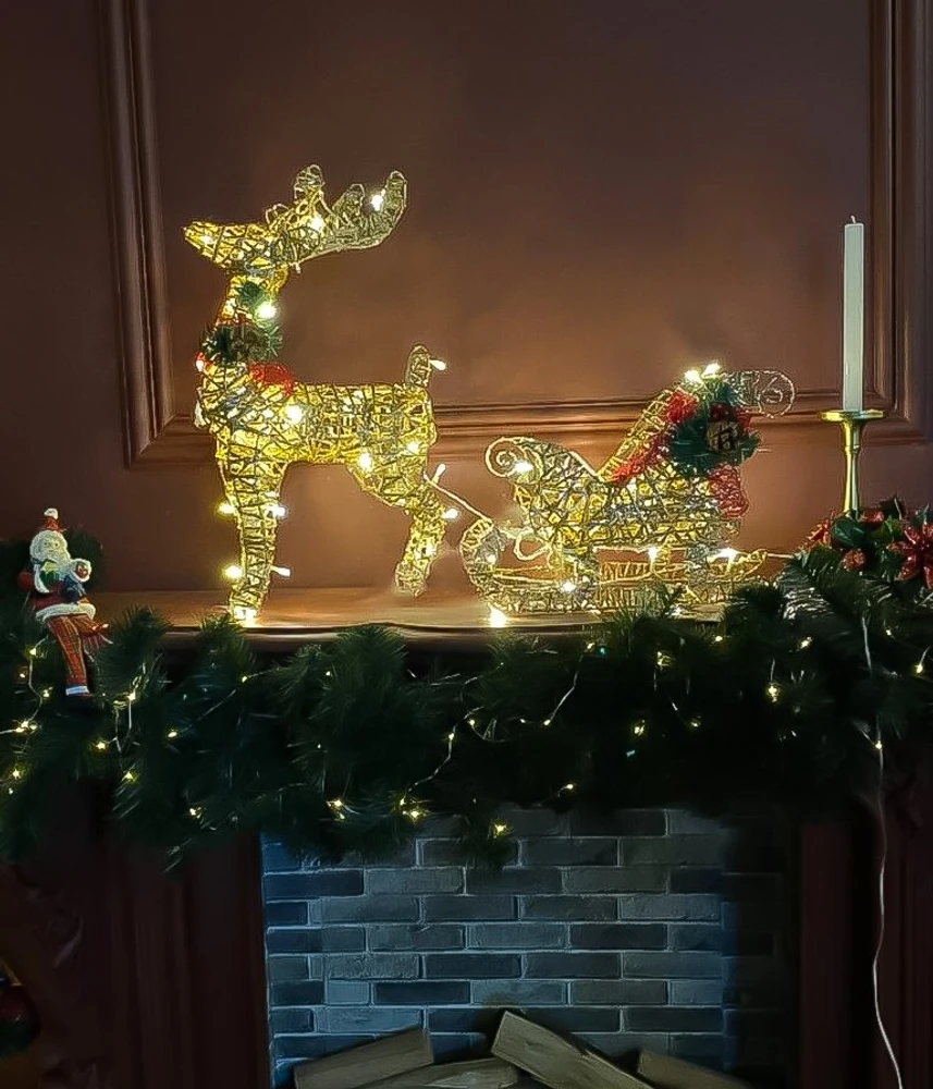 Mô Hình Tuần Lộc Cỗ Xe Trang Trí Noel