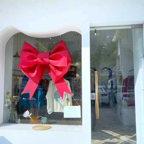 Nơ đỏ lớn treo cửa kính trang trí giáng sinh mẫu 031