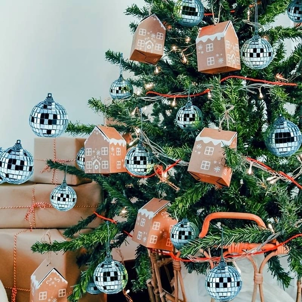 Hộp 6 quả châu gương 6cm cao cấp lấp lánh trang trí cây thông noel mẫu 283