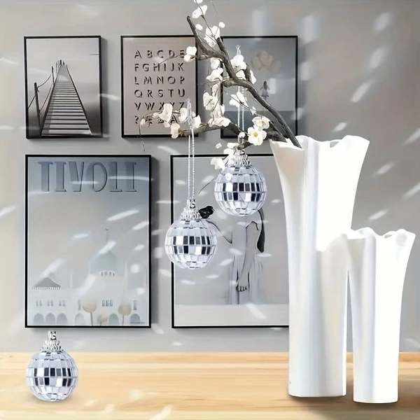 Hộp 6 quả châu gương 6cm cao cấp lấp lánh trang trí cây thông noel mẫu 283