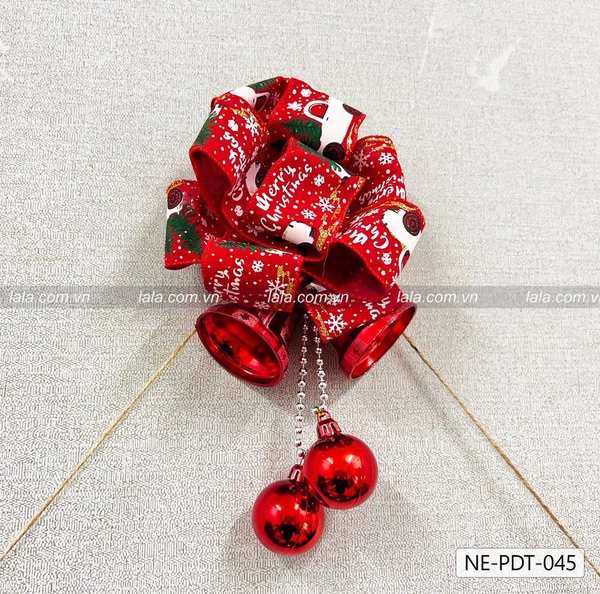 Dây thông 1m full phụ kiện cao cấp treo trang trí noel chuông đỏ may mắn - Tặng kèm đèn LED