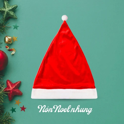 Nón Noel Nhung Đỏ Cao Cấp
