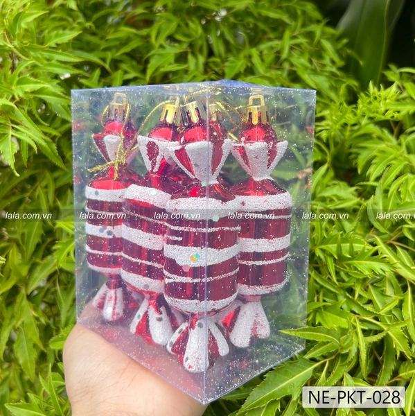 Hộp 6 que kẹo treo trang trí giáng sinh mẫu 028