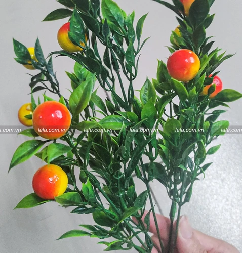 Cành cam có lá phụ kiện trang trí tiểu cảnh tết mẫu 1371