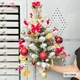 Cây thông mini m5 phủ tuyết 60cm màu đỏ vàng full phụ kiện kèm đèn led