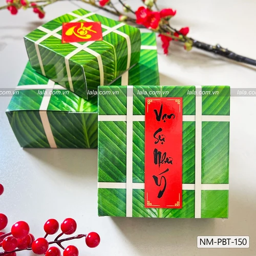 Mô hình bánh chưng chữ thư pháp 2 mặt Tết-Vạn sự như ý trang trí tết