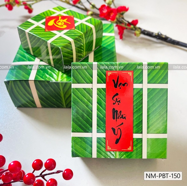 Mô hình bánh chưng giấy bóng cứng chữ thư pháp 2 mặt Tết-Vạn sự như ý trang trí tết