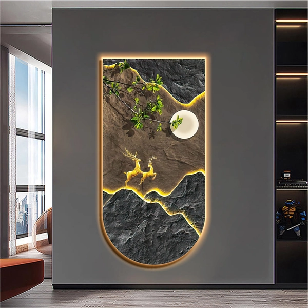 Tranh đèn treo tường decor phòng khách hiện đại mẫu 204