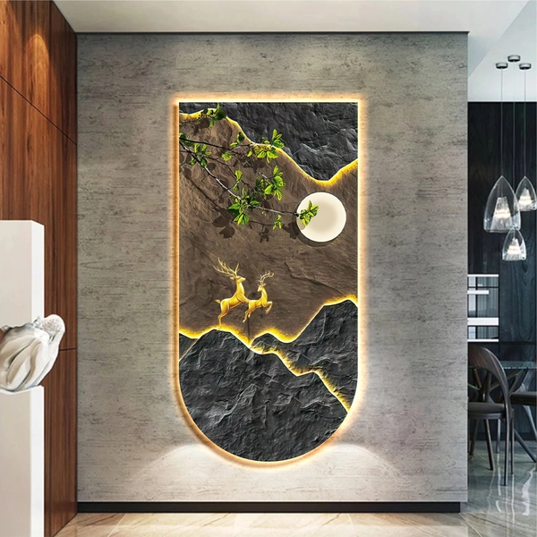 Tranh đèn treo tường decor phòng khách hiện đại mẫu 204