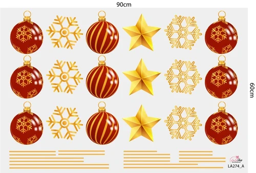Combo decal trang trí noel Cây Thông Vàng Và Những Hộp Quà Mẫu 2 tấm A