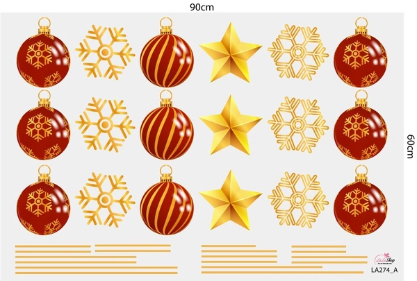 Decal trang trí noel Cây Thông Vàng Và Những Hộp Quà Mẫu 2 tấm A