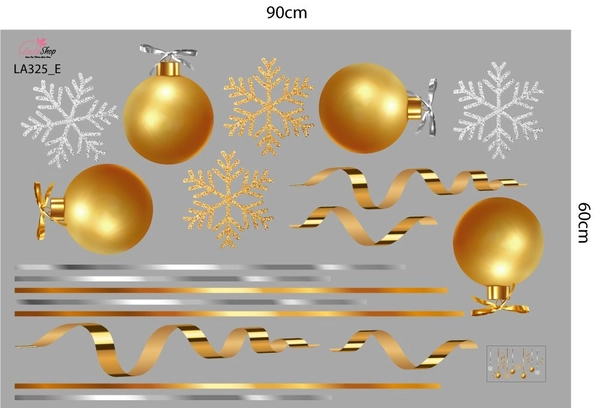 Decal Trang Trí Noel Merry Christmas Và Hộp Quà Mẫu E