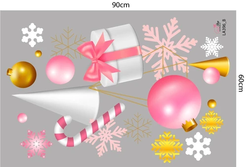 Combo Decal Trang Trí Noel Hộp Quà Và Cây Thông Hồng Mẫu 396 tấm B