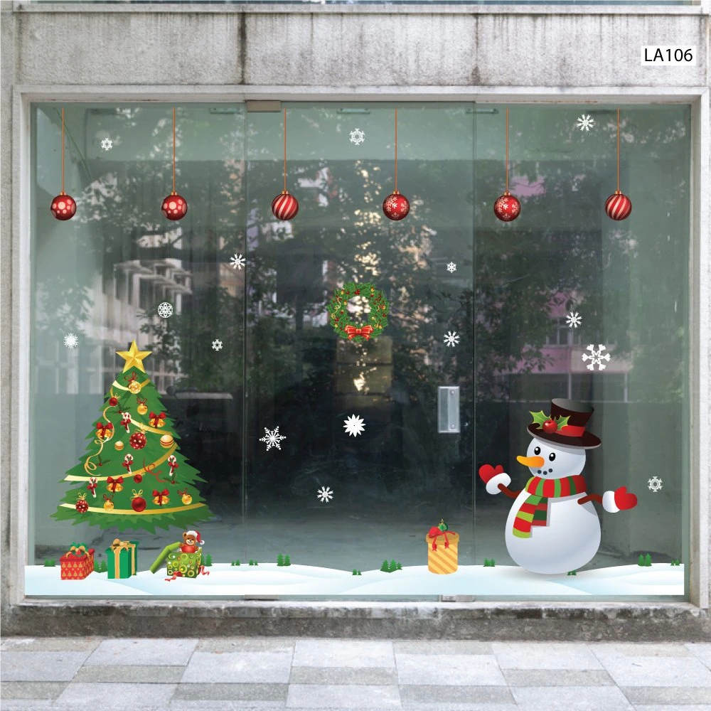 Decal dán tường combo cây thông noel và người tuyết