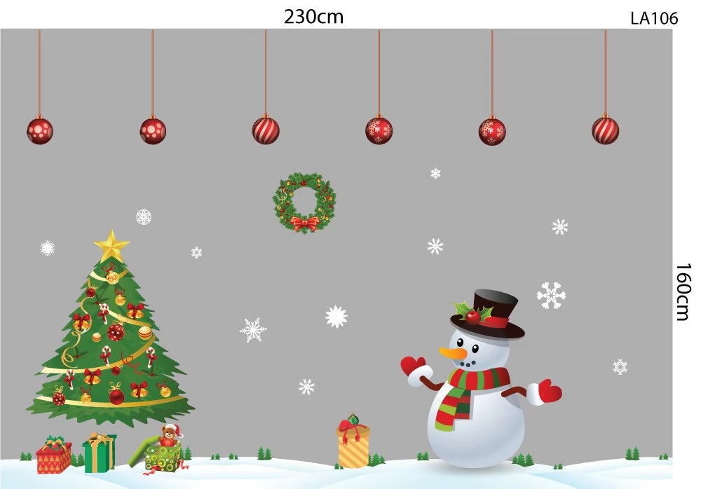 Decal dán tường combo cây thông noel và người tuyết