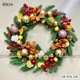 Vòng nguyệt quế giáng sinh 60cm treo của trang trí noel tặng kèm đèn LED mẫu 236