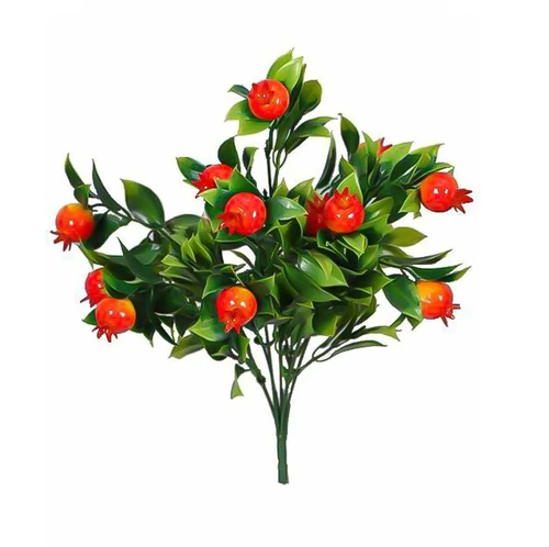 Cành lựu đỏ có lá phụ kiện trang trí tiểu cảnh tết mẫu 1369