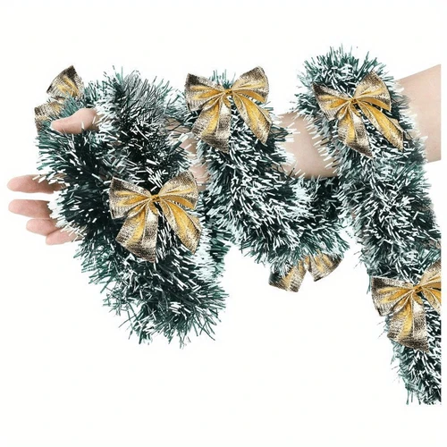Dây Chồn Phủ Tuyết 2m Kèm Nơ Vàng Trang Trí Noel Mẫu 2