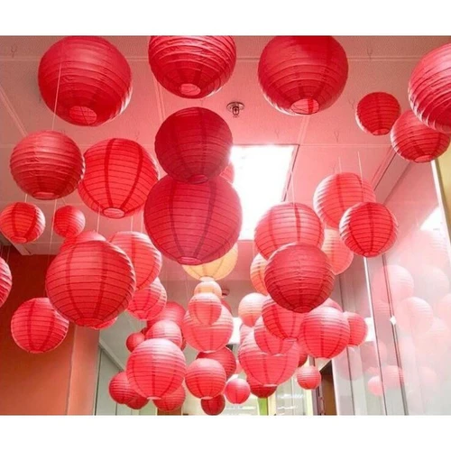 Lồng đèn giấy lụa tròn trang trí tết