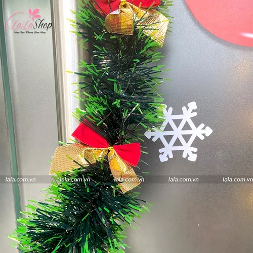 Dây Chồn Xanh 2m Kèm Nơ Đỏ Vàng Trang Trí Noel
