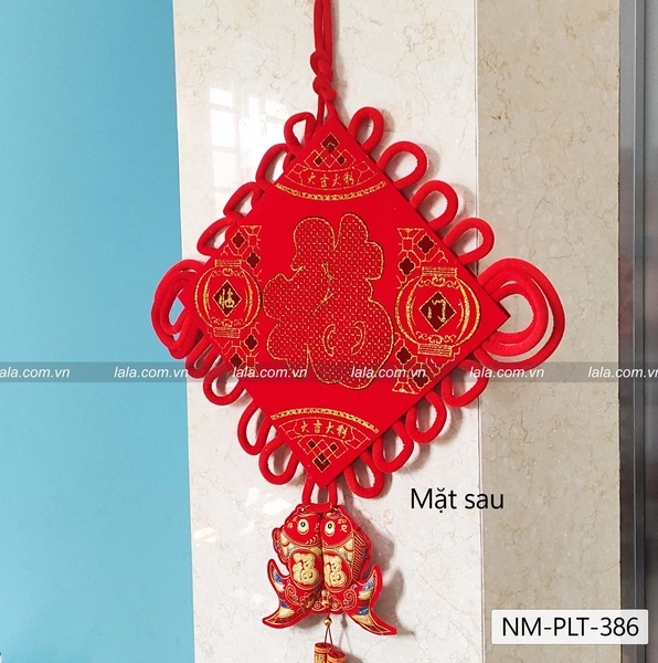 Liễn cá chép nhung đỏ 40cm chữ phúc vàng lớn trang trí tết mẫu 386