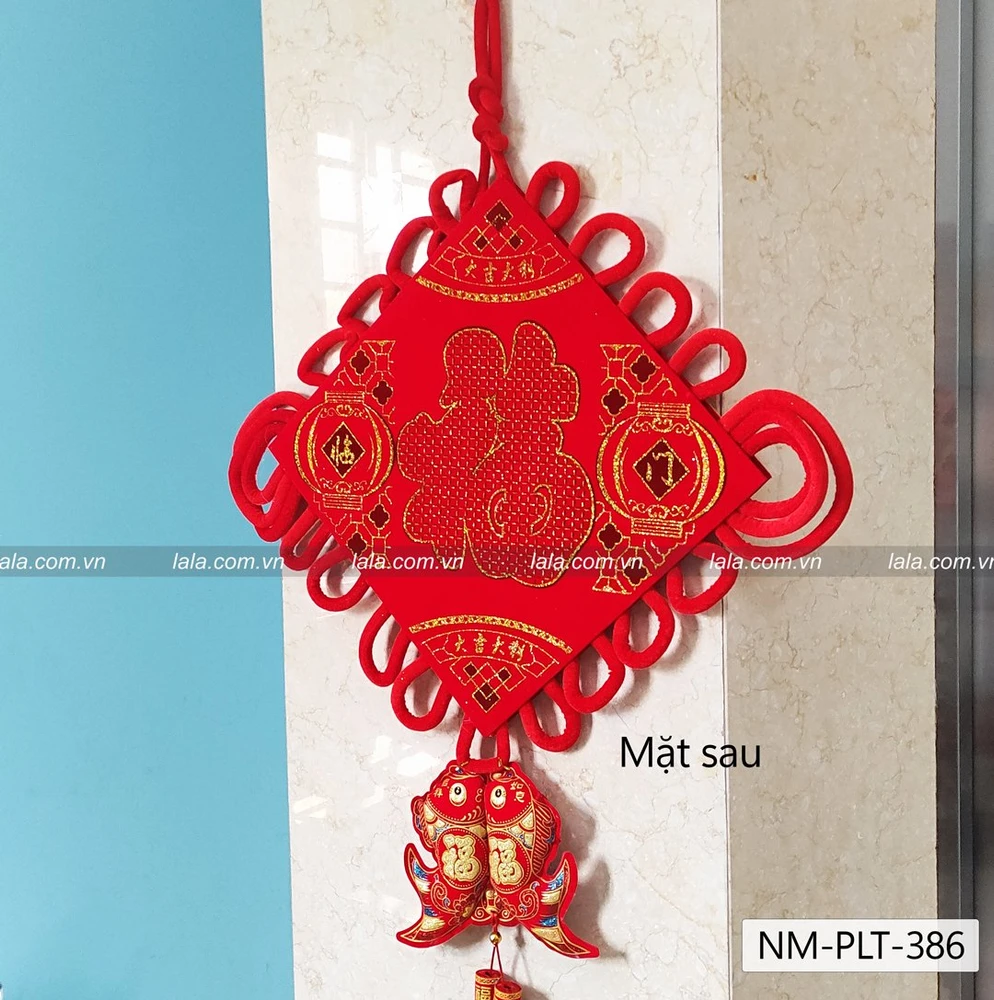 Liễn cá chép nhung đỏ 1m4 chữ phúc vàng lớn trang trí tết mẫu 386