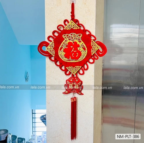 Liễn cá chép nhung đỏ 1m4 chữ phúc vàng lớn trang trí tết mẫu 386