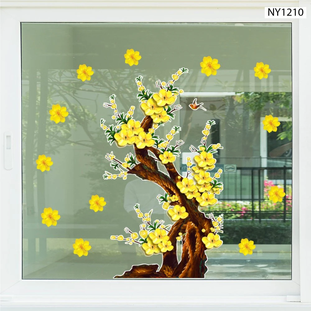 Decal Trang Trí Tết Cây Mai Vàng Phú Quý Mẫu 4