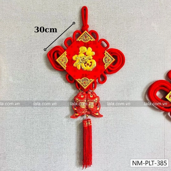 Liễn cá chép nhung đỏ 20cm chữ phúc vàng trang trí tết mẫu 385