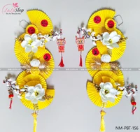 Cặp dây treo mẹt quạt vàng trang trí tết