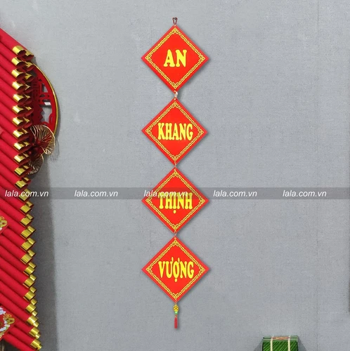 Liễn vuông an khang thịnh vượng nhung đỏ cao cấp trang trí tết