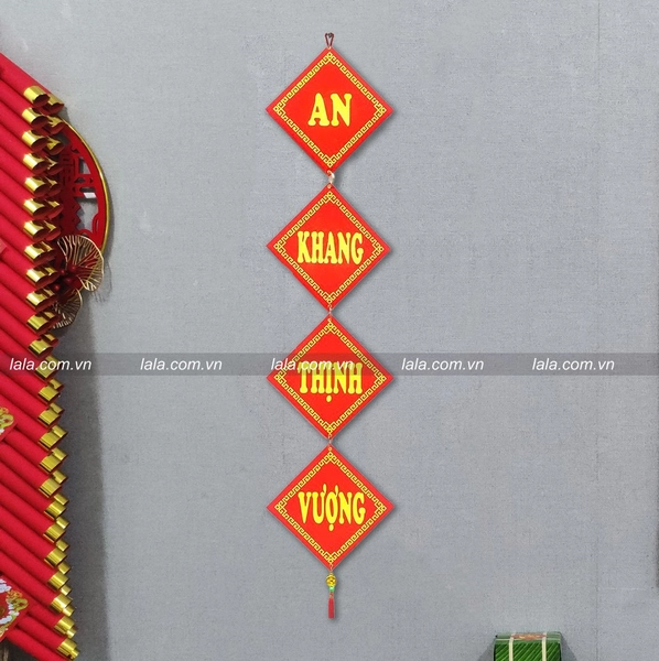 LIễn vuông an khang thịnh vượng nhung đỏ cao cấp trang trí tết