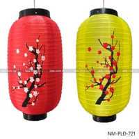 Lồng đèn trụ trang trí tết họa tiết cành đào khoe sắc xuân