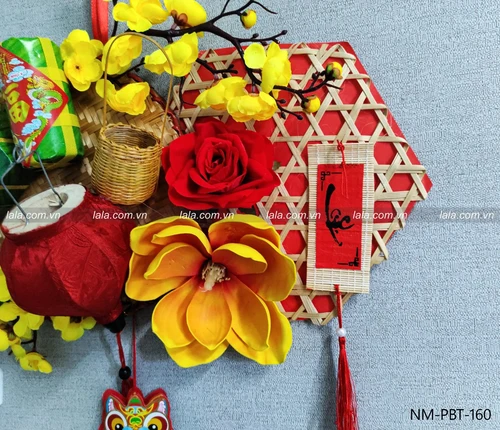 Mẹt bánh chưng mai vàng trang trí tết mẫu 160