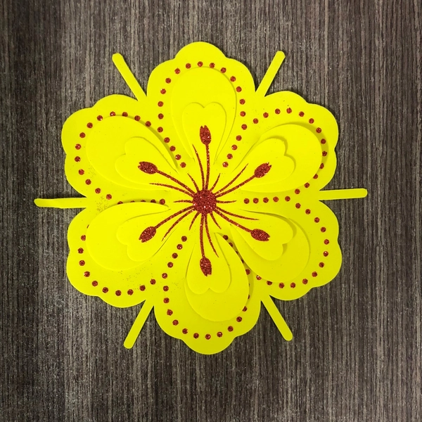 Bông mai vàng 18cm trang trí tết bằng xốp dẻo mẫu 429