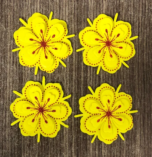 Set 4 hoa mai vàng 5cm trang trí tết bằng xốp mẫu 428