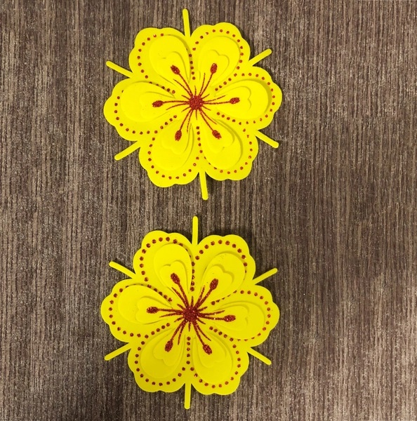 Set 2 bông mai vàng 10cm trang trí tết bằng xốp dẻo mẫu 427