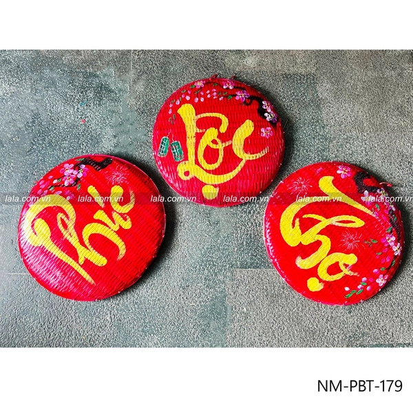 Combo 3 mẹt đỏ câu chúc thư pháp Phúc Lộc Thọ trang trí tết